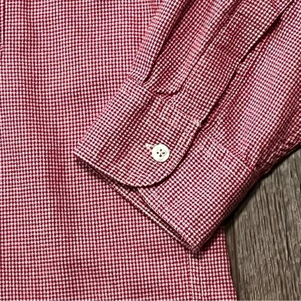 CHAPS Ralph‎ Lauren Men's L RED Checked Long Sleeve Button-Down Shirt CREST LOGO